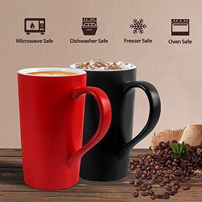 harebe 20 OZ Coffee Mug, Simple Large Tall Ceramic Cup, Smooth Ceramic Tea Cup for Office and Home, The Best Gift for Your Father, Husband And Friends, Big Capacity with Handle, Black - color: Black