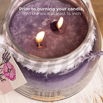 A Cheerful Giver — Lavender Vanilla - 34oz Papa Scented Candle Jar with Lid - Keepers of the Light - 155 Hours of Burn Time, Gift Candle, Violet - size: 34 oz