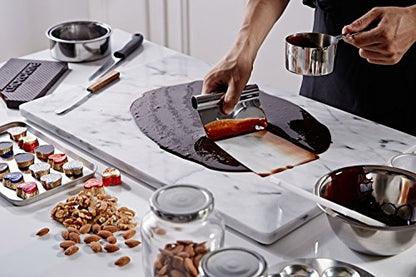 JEmarble Pastry Board 16x20 inch Set with Rolling Pin/Wooden Handles 18 inch(White) Non-Slip Rubber Feets for Stability Perfect for Keep the Dough Cool and Chocolate Tempering(Premium Quality) - size: 20"L x 16"W (Set with Rolling Pin)