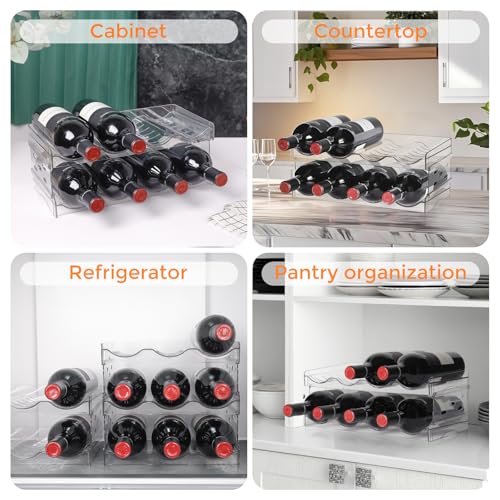 BoxedHome Plastic Water Bottle Organizer and Wine Rack Storage Holder for Inside Cabinet, Kitchen Countertop, Table Top, Pantry, Bars, Cabinets, Fridge - Clear (2 Tier 8 Containers) - size: 2Tier 8Bottles
