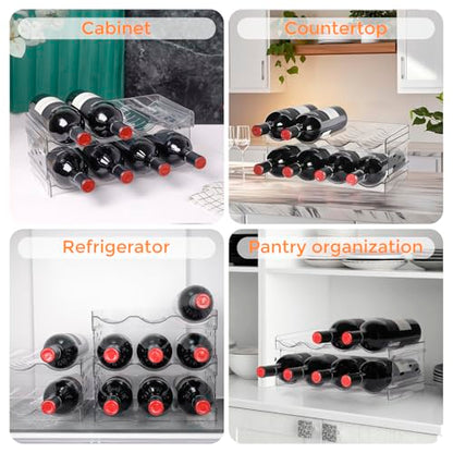 BoxedHome Plastic Water Bottle Organizer and Wine Rack Storage Holder for Inside Cabinet, Kitchen Countertop, Table Top, Pantry, Bars, Cabinets, Fridge - Clear (2 Tier 8 Containers) - size: 2Tier 8Bottles