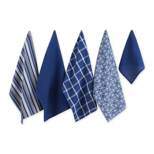 DII Assorted Woven Kitchen Set, Dishtowel, 18x28, Dishcloth, 13x13, Nautical Blue, 5 Piece - color: Nautical Blue, size: Dishtowel, 18x28"; Dishcloth, 13x13"