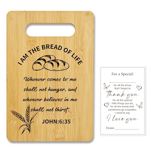 Christian Bamboo Cutting Board-I am the Bread of Life, Charcuterie Board for Kitchen decor, Christian Religious Gifts for Couple Neighbor Family Friends -14 - color: Christian