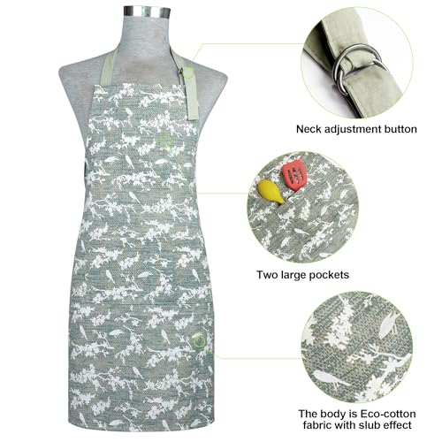 Oven Mitts and Pot Holders with Cooking Apron Set of 5, Heat Resistant Kitchen Gloves and Silicone Non-Slip Potholders, Adjustable Neck Buckle Chef Apron, Cotton Nice Design for Cooking (Aqua)… - color: Aqua