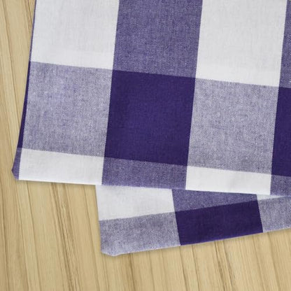 Purple & White 2 Side Cotton Buffalo Check Placemats Set of 4 Heat Resistant Dining Table Place Mats for Kitchen Table 12 x 18 inches - color: Plaids Purple & White, size: Rectangular Placemats 12" x 18"