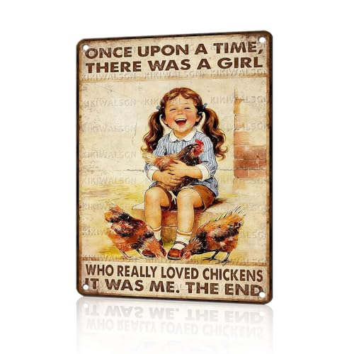 Chicken Metal Sign Coop Metal Decor Once Upon A Time There Was A Girl Who Really Loved Chickens Tin Signs Vintage Farmhouse Poster Rustic Wall Decor For Home Farm Poultry House 16 * 12 In - color: Vintage Chicken Tin Sign 6, size: 30X40cm(12*16in)