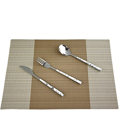 Vinyl Grey Florals Placemats Heat Resistant Dining Table Mats Non-Slip Washable Place Mats Set of 6 - color: Floral-grey