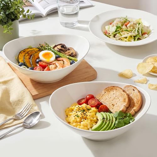 Teocera 7 Inch Salad Bowls Set of 4, 28 oz Large Bowls– Microwave & Dishwasher Safe, for Pasta, Snacks, White - color: White, size: 28 Ounce ( 4 Piece)