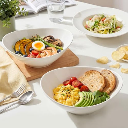 Teocera 7 Inch Salad Bowls Set of 4, 28 oz Large Bowls– Microwave & Dishwasher Safe, for Pasta, Snacks, White - color: White, size: 28 Ounce ( 4 Piece)