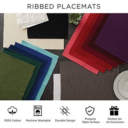 DII Basic Everyday Ribbed Tabletop 100% Cotton, Placemat Set, 13x19, Summer Check, 6 Piece - color: Summer Check, size: 13x19"