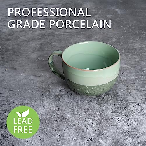 Bosmarlin Extra Large Ceramic Coffee Mug, 23 Oz, Microwave and Dishwasher Safe, Big Oversized Tea Cup for Office and Home, Reactive Glaze (Green) - color: Green