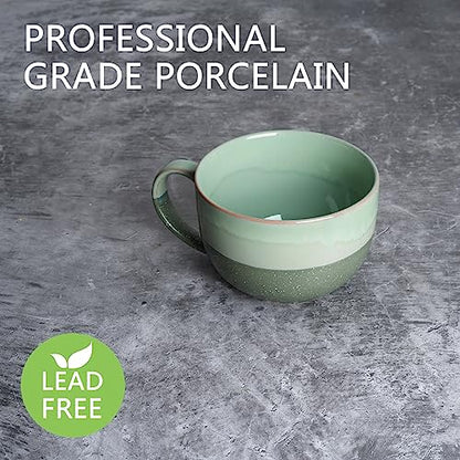 Bosmarlin Extra Large Ceramic Coffee Mug, 23 Oz, Microwave and Dishwasher Safe, Big Oversized Tea Cup for Office and Home, Reactive Glaze (Green) - color: Green