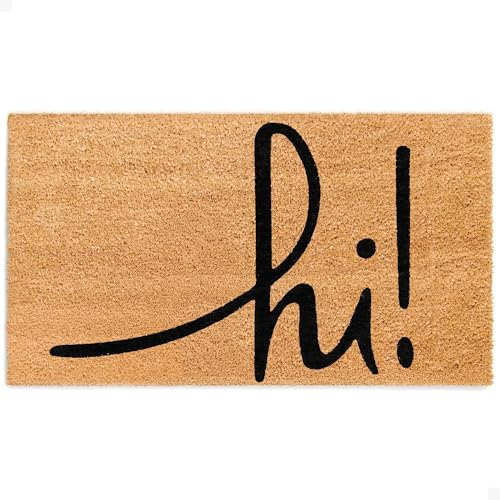 Door Mat - Welcome Mat for Front Door with Non-Slip Backing - Durable Coir Doormat - Perfect for Outside Entrance and Entryway Matt - Outdoor/Indoor - hi! - 17" x 30" - color: Hi!