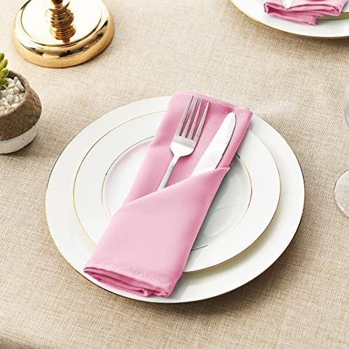Cloth Napkins Set of 6, 18 x 18 Inch, Washable Pink Dinner Napkins with Hemmed Edges for Restaurant, Wedding and Holiday - color: Pink, size: 18" x 18" (Set of 6)