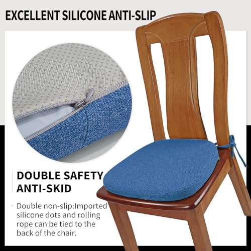SINOSSO 1 Pack Memory Foam Chair Cushions for Dining Chair, Friendly Woven Fabric 16" U-Shape Comfortable Kitchen Chair Pad, Removable Slip Resistant Seat Cushion (1 Piece, Blue) - color: Blue