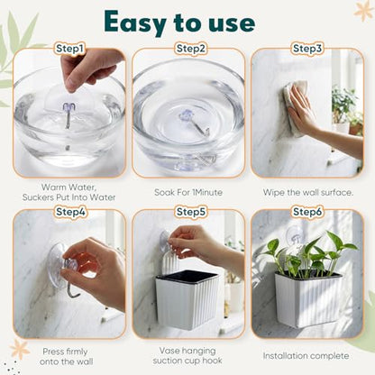 Hushee 4 Set Window Hanging Propagation Stations with Suction Cups Plastic Propagation Vases Propagated Plant Holder Wall Pots for Indoor Plants Office Home Garden Decoration Lover Gift (White) - style: White