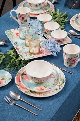 Bico Margret's Garden Salad Plates Set of 4, 8.75 Inch Ceramic Dessert Plates for Salad, Appetizer, Side Dishes, Microwave and Dishwasher Safe, Gift for Housewarming and Thanksgiving - color: Margret's Garden