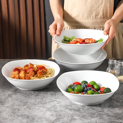 fMBB 4pcs Large Pasta Bowls, 35 OZ Porcelain Deep Dinner Plates, Big Salad Bowls Set, House-warming Dinnerware, Dishwasher, Microwave, Oven Safe - color: Square8.25"