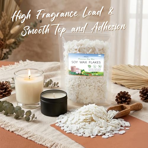 Miluli 100% Natural Soy Wax Flakes for Candle Making, Pure Candle Wax Bulk, Paraffin-Free DIY Crafts Supplies, Clean Burning 1 LBS