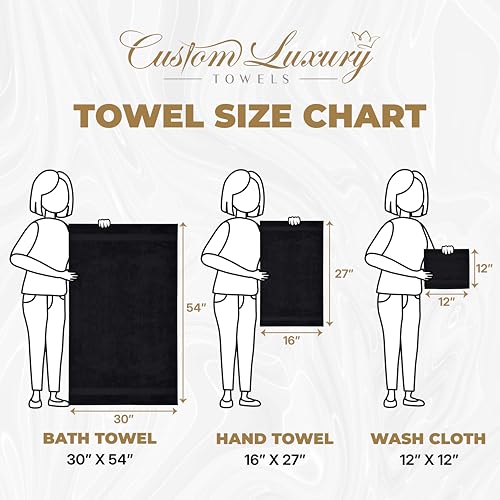 Personalized Bath Towels | Set of 2 | Choose from 12 Fonts | Genuine Turkish Cotton | Oeko-Tex Certified | Personalized Towels | Bathroom Towels - color: Black - Bath Towels