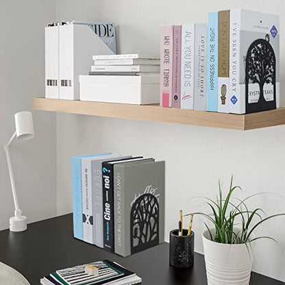 Tree Bookends 10 Pack Black Metal Heavy Duty Book Supports for Shelves | Black Metal, Tree Silhouette Design, 5 Pairs, Sturdy Book Supports, for Home Office School and Library Shelves