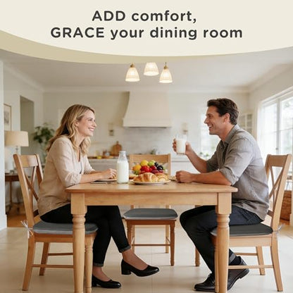 AddGrace Memory Foam Chair Cushions for Dining Chairs Set of 4 Dark Grey | 17.5"x17.5"x1.5", with Ties and Non Slip Bottom, Washable Cover, Soft and Skin-friendly Fabric, for Kitchen Dining Room - color: Dark Grey