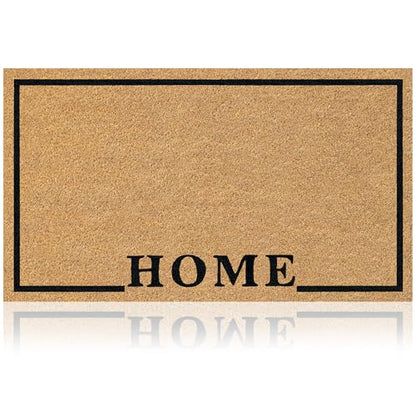 Coir Welcome Mat, Non-Slip, Home Classic, 17 x 29 in | 100% Natural Coir, Anti-Shedding, Durable PVC Backing, Traps Dirt and Mud, Indoor and Outdoor Entryway, Easy to Clean - color: Home Classic