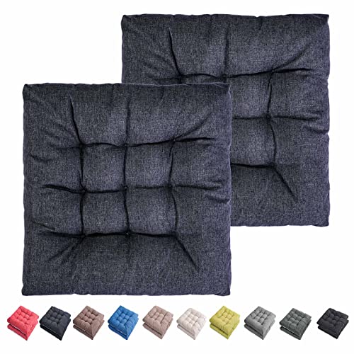 Outdoor Indoor Chair Cushions 20"x20" - Patio Furniture Cushion Set of 2 Comfortable Non-Slip Seat Pads Cover for Wicker Adirondack Deck Rocking Metal Chairs Universal Fit (2, Dark Grey) - color: Dark Grey