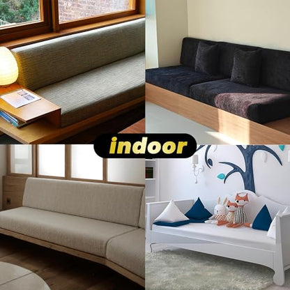 Custom Bench Cushions - Choose Your Firmness (Soft/Medium/Firm), 90+ Waterproof & Scratch-Resistant Fabric Options, 6 Stylish Designs for Indoor/Outdoor Furniture
