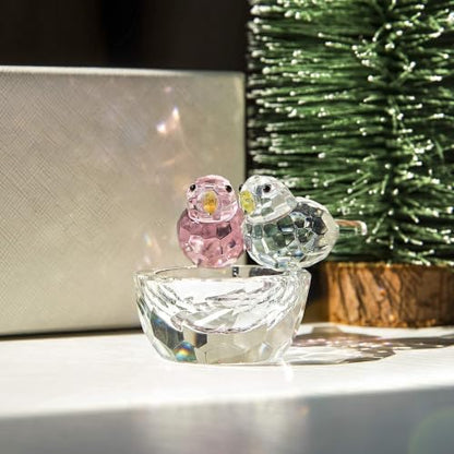 3.3'' Crystal Bird Figurine Collectible Art Glass Animal Gifts for Women | K9 Crystal,Bird Decor For Home,Glass Paperweight,Christmas Anniversary Wedding Party Decoration,Jewelry Organizer,Ring Holder - style: Double Birds