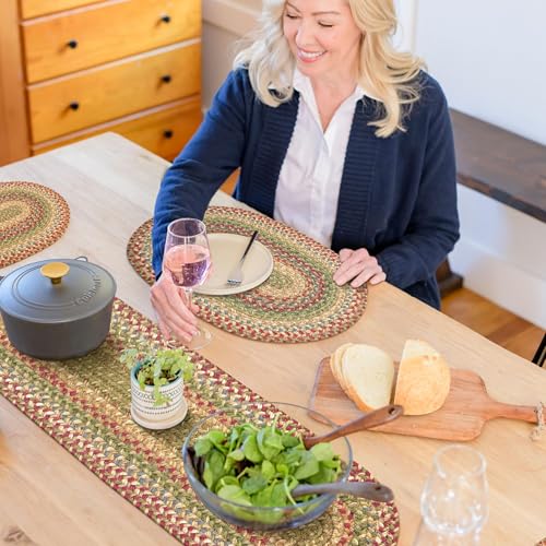 Homespice Azalea Jute Braided Table Runner, Oval 8x28 Set of 2 | Multicolor Table Runner for Dining Table, Reversible, Rich Colors, Durable and Easy to Clean - color: Cider Barn