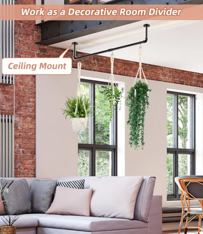 Plant Hanging Rod, with 3Pcs Macrame Plant Hangers and 3 Hooks, 32" Plant Hanger Indoor, Hanging Planter for Indoor Plants, Window Wall Ceiling Plant Hanger (POTS & PLANTS NOT INCLUDED)…