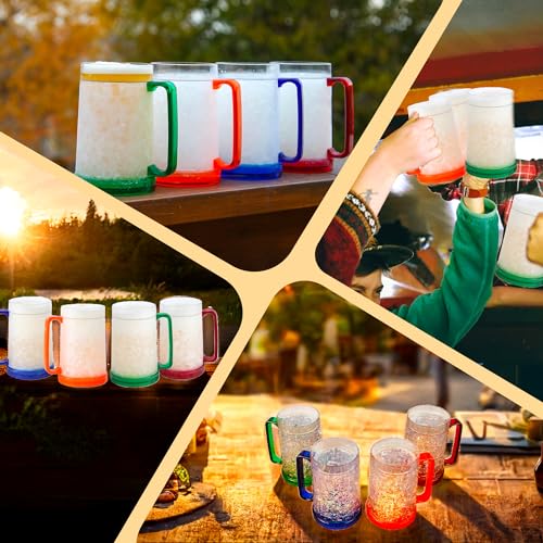 Lily's Home Freezer Beer Mugs - Set of 4 Freezable Gel-Filled 16 oz BPA-Free Acrylic Frozen Mugs for Outdoor Entertaining and Gifting - style: Clear(16oz)