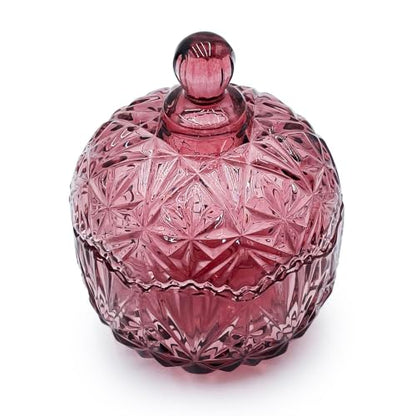 Crystal Glass Candy Snack Barrel Storage Jar Embossed Luxury Cookie Buffet Canister With Lids Jewelry Box Jar Biscuit Containers（Crown-Purplish-Red） - color: Crown-Purplish-Red