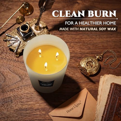 HomeLights Scented Candles - Large Jar Aromatherapy, Natural Soy Wax, 130 Hour Long Burning, Clean Linen & Sea Salt - color: Clean Linen & Sea Salt