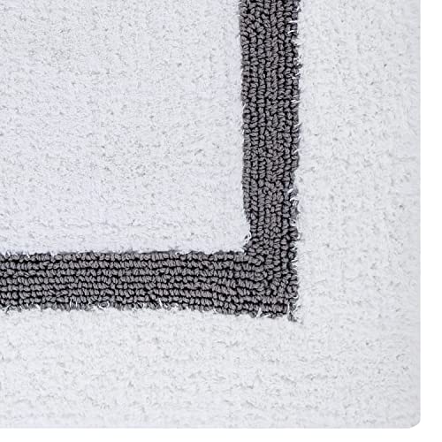 Better Trends 100% Cotton Hotel Collection Bath Mats Set, White & Gray Mats - Tufted, Reversible & Absorbent & Machine Washable 2 Piece Bathroom Rug Set, Shower & Sink Bath Rug - color: White & Gray, size: 2 Piece Set (17" x 24" | 17" x 24")