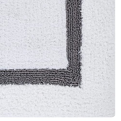 Better Trends 100% Cotton Hotel Collection Bath Set, White & Gray - Tufted, Reversible, Absorbent & Machine Washable 2 Piece Bathroom Rug Set, Toilet Base & Sink Mat - color: White & Gray, size: 2 Piece Set (17" x 24" | 20" x 20")