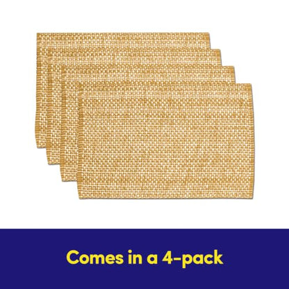 Sweet Home Collection 100% Cotton Placemats for Dining Room Rectangle Two Tone Woven Fabric 13" x 19" Soft Durable Table Mat Set, Set of 6, Gold - color: Gold, size: Rectangle 13" x 19"