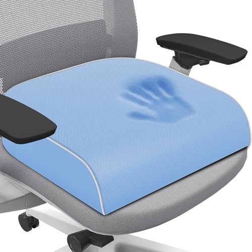 SweetSlubr Seat Cushion, Chair Pad, Memory Foam Tailbone Pain Relief | Office Chair Cushion for Tailbone Pain Relief, Non-Slip Cover, Soft Support for Office Chair, Car Seat,2X-Large/Light Blue - color: Lightblue, size: 2X-Large