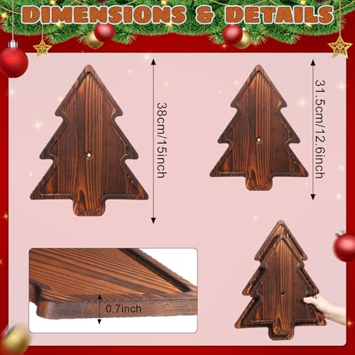 Wood 2-Tiered Christmas Tree Tray Cupcake Stand Dessert Display Holiday Serving Platters Xmas Wooden Charcuterie Board for Snacks Food Fruit Appetizers Desserts Cookies (Dark Brown) - color: Dark Brown