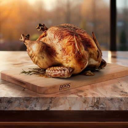 John Boos Chop-N-Slice Series Rectangular Wooden Maple Cutting Board | 18”x12" – 1.25” Thick, 8-lb Reversible Butcher Block with Eased Corners, Edge-Grain & Finger Grips – Made in the USA - size: 18"L x 12"W