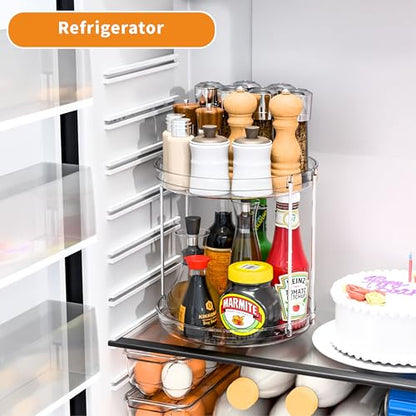 2 Tier Lazy Susan Turntable for Cabinet,Countertop,Pantry,9.5"W Spinning Seasoning Organizer,Double Rotating Kitchen Spice Rack Organizer and Condiments,Medicine,Vitamin Bottle Organizer Carousels,1Pc - size: 9.5"W-2Tier-1 Pack