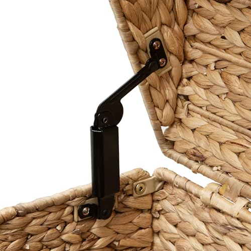 Storage Trunk with Metal Frame, Natural, 20.5 by 14.8 by 13.4 Inches | Safety Hinge, Heavy-duty Wicker Chest, Handwoven Water Hyacinth - color: Natural (Hyacinth), size: 20.5" x 14.8"