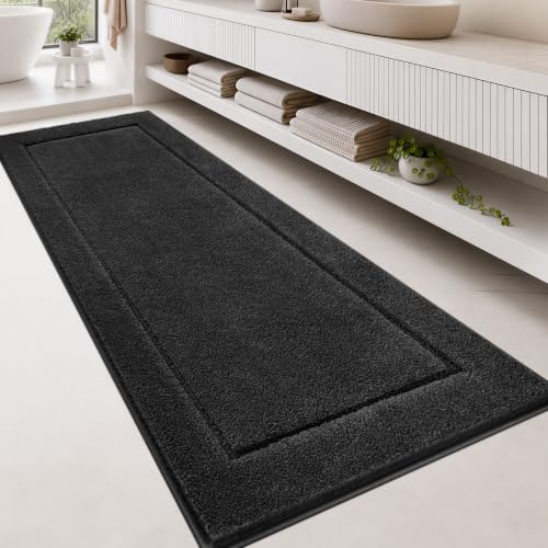 anllugs Bathroom Rugs, Non-Slip Bath Runner Rugs, 30" x 84", Black | Extra Soft, Super Absorbent, Machine Washable, Quick Dry, Bath Mats for Shower and Bathtub, TPR Backing, Runner Rugs - color: Black, size: 30" X 84"