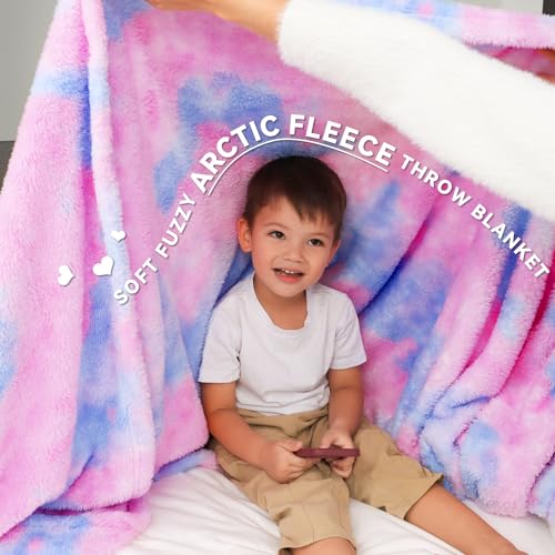 MUGD Soft Blankets Fuzzy Twin Bed Fleece Blanket Kids Warm Throw Blanket for Bed - color: Blue Pink, size: Twin(60"x80"/ 150x200cm)