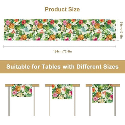 Summer Pineapple Table Runner, Tropical Palm Leaves Flowers Fruit Table Runner for Kitchen Dining Party Holiday Home 13x36in - color: Fruit-6, size: 13x36in