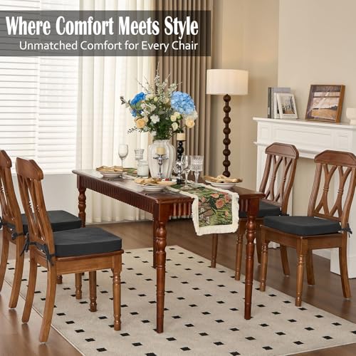 Dining Chair Cushions, Dark Gray, 17"x16", Set of 2 | 2'' Thick Cooling Gel High-Density Foam, Ties and Non-Slip Bottom, Removable Washable Cover, For Dining and Kitchen - color: Dark Gray, size: 2 Count (Pack of 1)