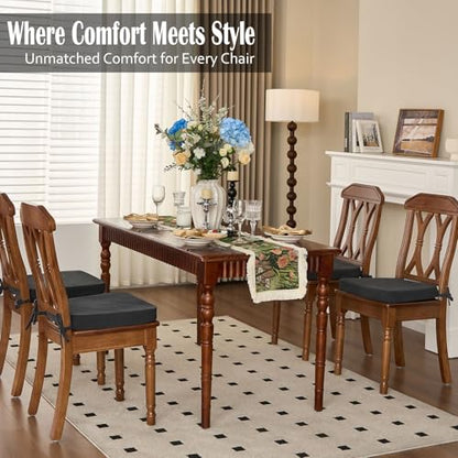 Dining Chair Cushions, Dark Gray, 17"x16", Set of 2 | 2'' Thick Cooling Gel High-Density Foam, Ties and Non-Slip Bottom, Removable Washable Cover, For Dining and Kitchen - color: Dark Gray, size: 2 Count (Pack of 1)