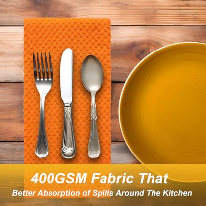 8 Pack Kitchen Towels and Dishcloths Set, 100% Ring Spun Cotton 16 x 25 inches Kitchen Towels and 13 x 13 in Dish Cloths Super Soft and Absorbent Towels Set - color: Fall
