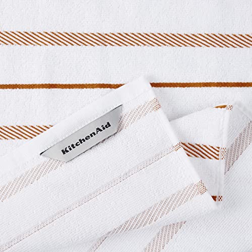 KitchenAid Albany Kitchen Towel 4-Pack Set, Honey Orange/White, 16"x26" - color: Honey, size: 16"x26"